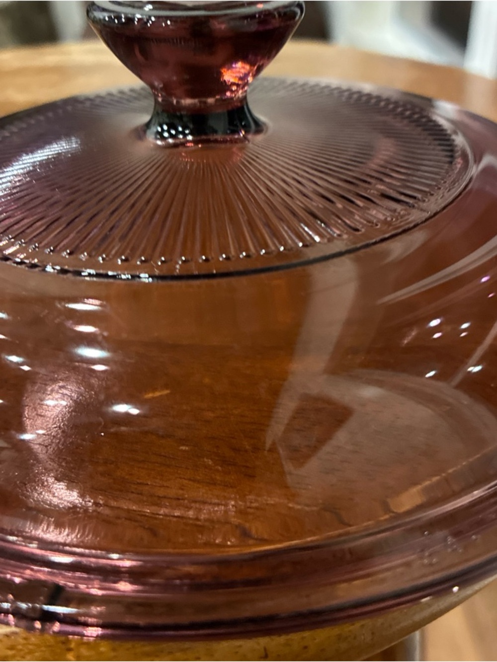 Vintage-Style Rose Glass replacement lid for Pyrex vision ware